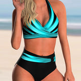 Élise - Ensemble bikini col croisé imprimé