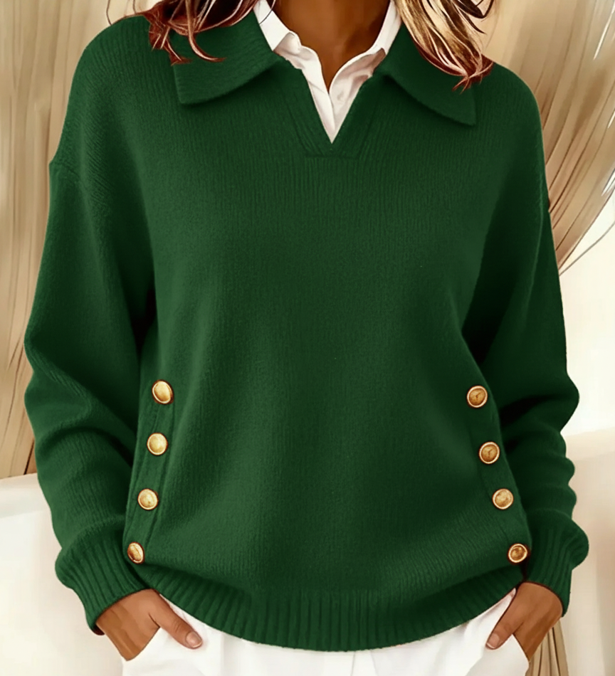 Vynette | Pull Col en V à Col Polo