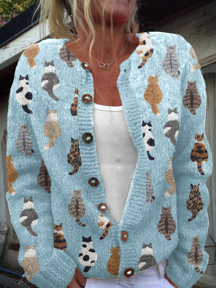 Charlotte | Cardigan Douillet à Imprimé Chat