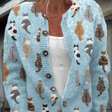 Charlotte | Cardigan Douillet à Imprimé Chat
