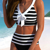 Odile - Bikini rayé taille haute