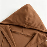 Cardigan Marron Café à Capuche et Boutons