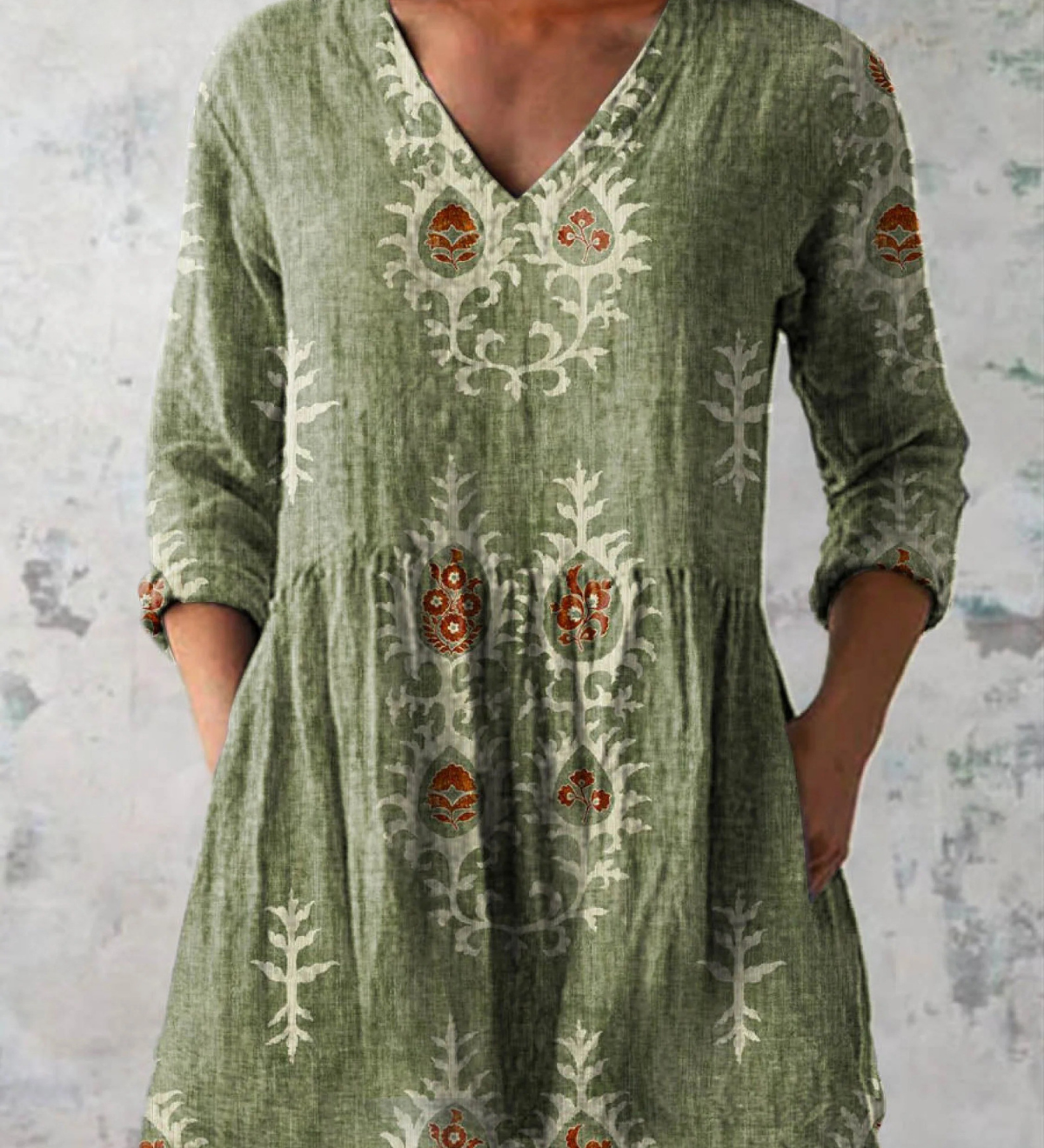 Blanche | Blouse Longue a Imprime Graphique