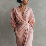 Chloé – Robe Maxi en Lin Rose Col V