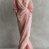 Chloé – Robe Maxi en Lin Rose Col V