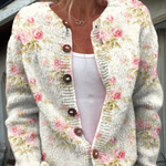 Kerensa | Cardigan Tricoté Fleuri Vintage