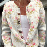 Kerensa | Cardigan Tricoté Fleuri Vintage
