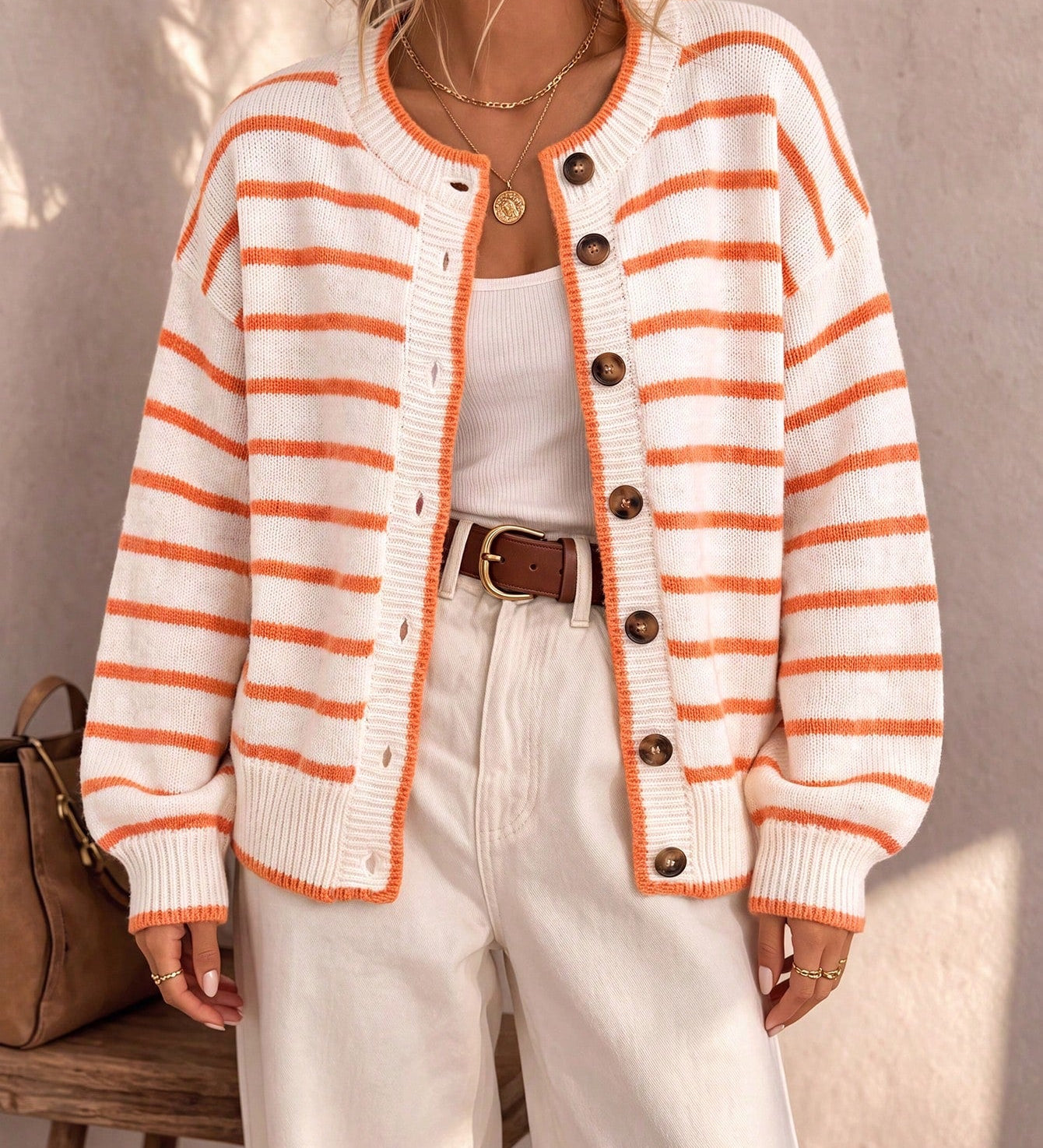 Mabel | Cardigan Tricoté Rayé pour Femme