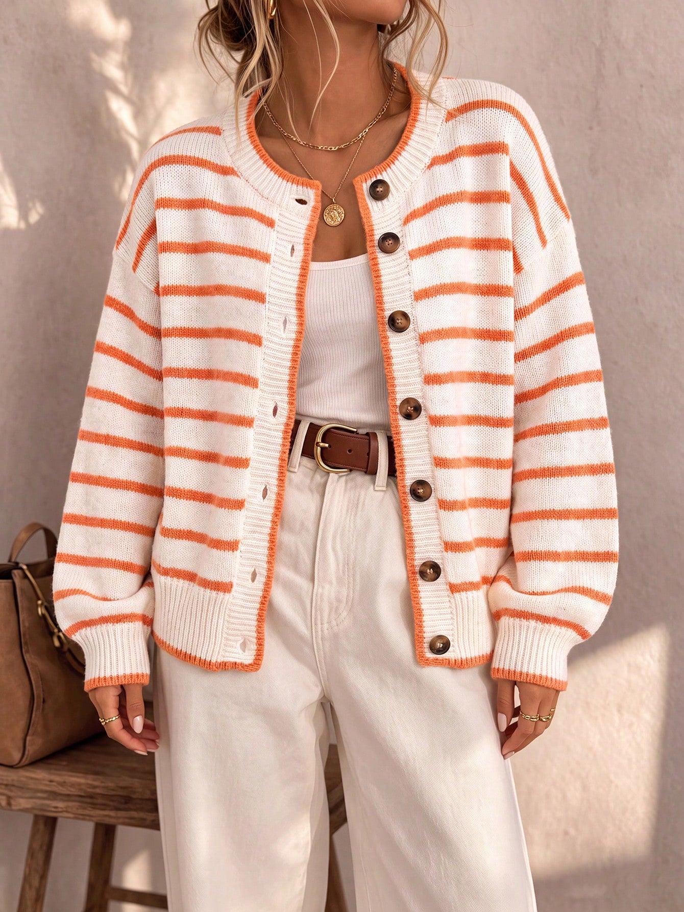 Mabel | Cardigan Tricoté Rayé pour Femme