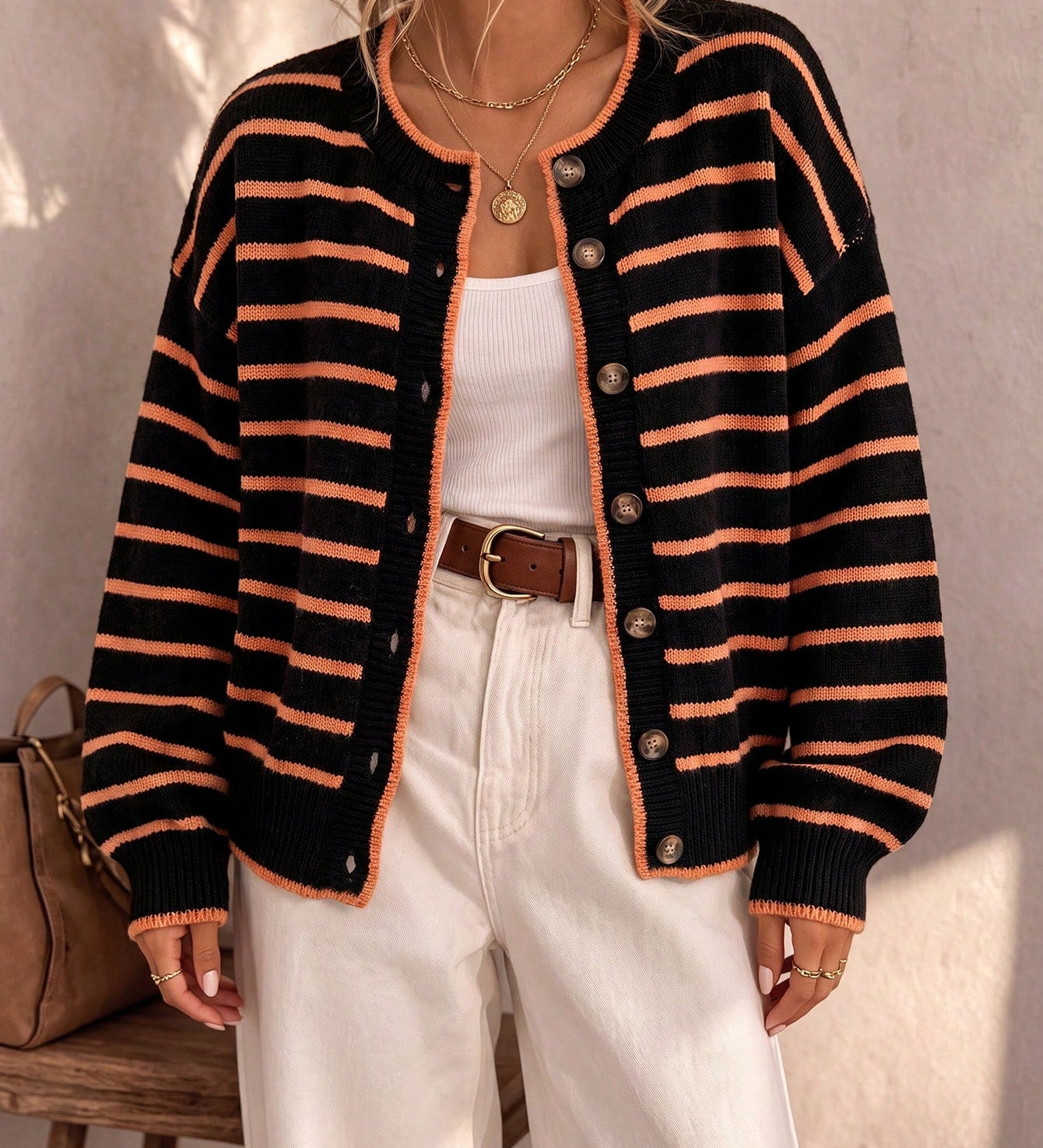 Mabel | Cardigan Tricoté Rayé pour Femme