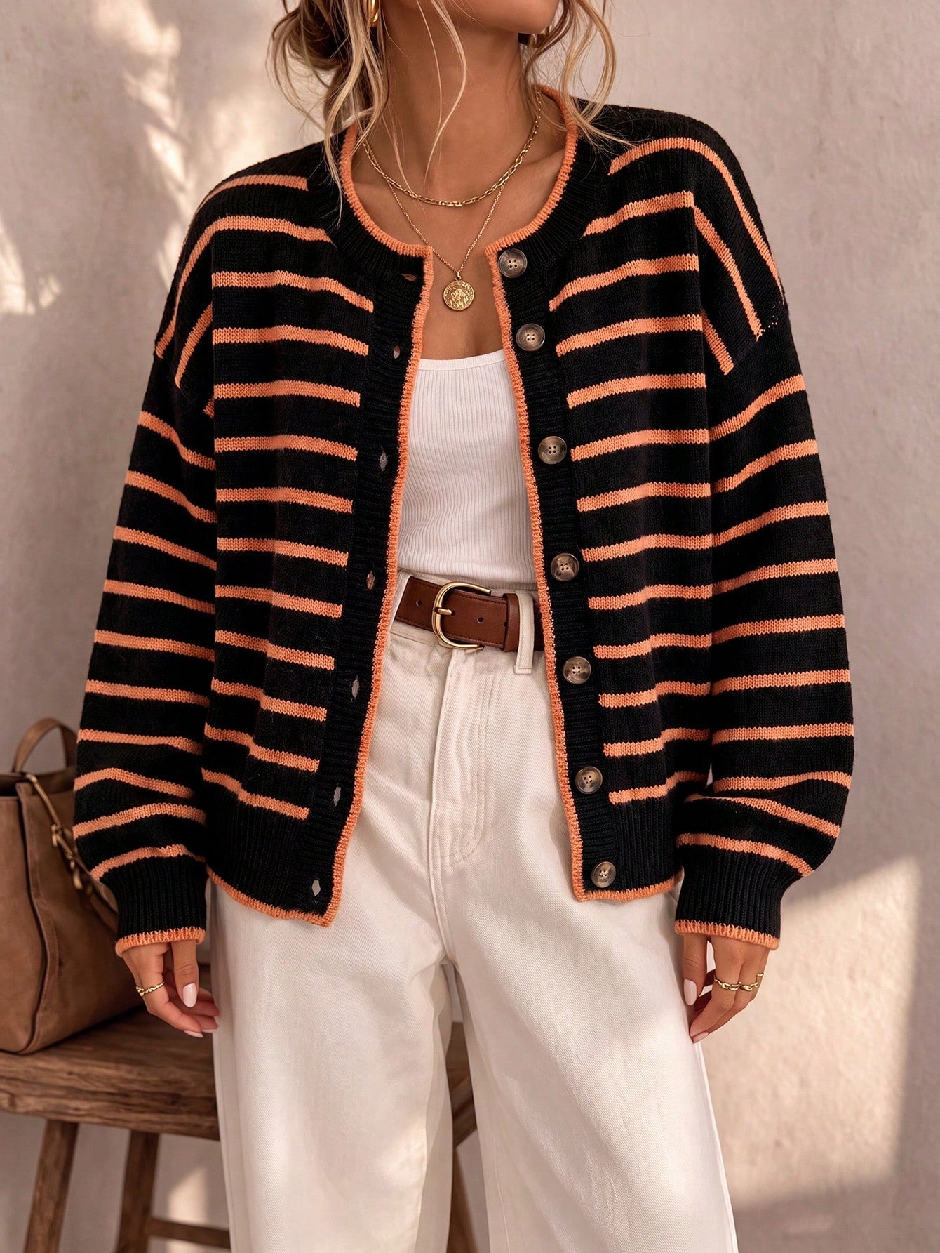 Mabel | Cardigan Tricoté Rayé pour Femme