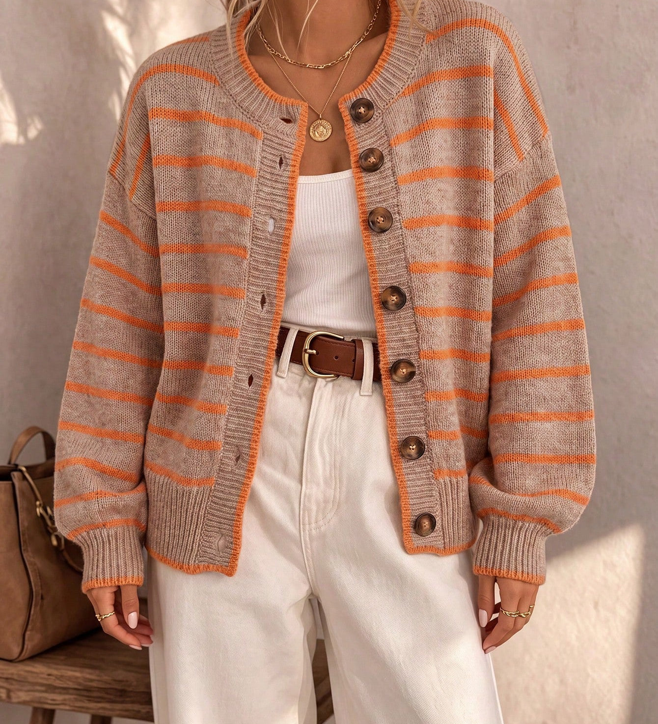 Mabel | Cardigan Tricoté Rayé pour Femme