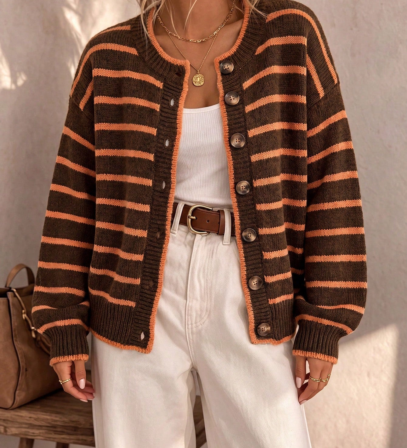 Mabel | Cardigan Tricoté Rayé pour Femme