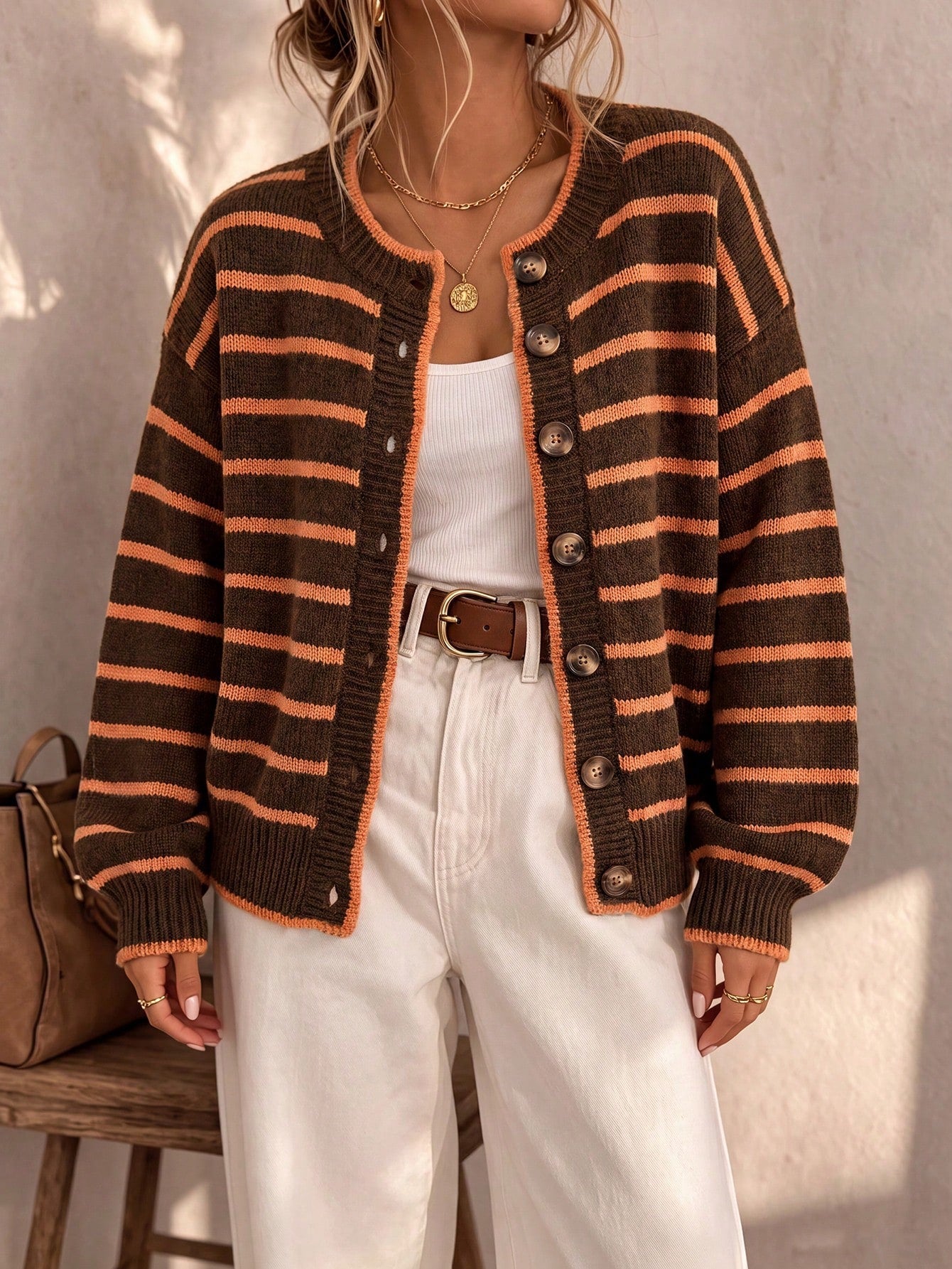 Mabel | Cardigan Tricoté Rayé pour Femme
