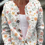 Greta | Cardigan Tricoté Fleuri Vintage