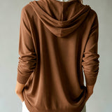 Cardigan Marron Café à Capuche et Boutons