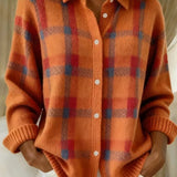 Sylvie | Cardigan à Carreaux Boutonné
