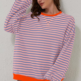 Dorothee | Pull Oversize Raye a Manches Chauve-Souris