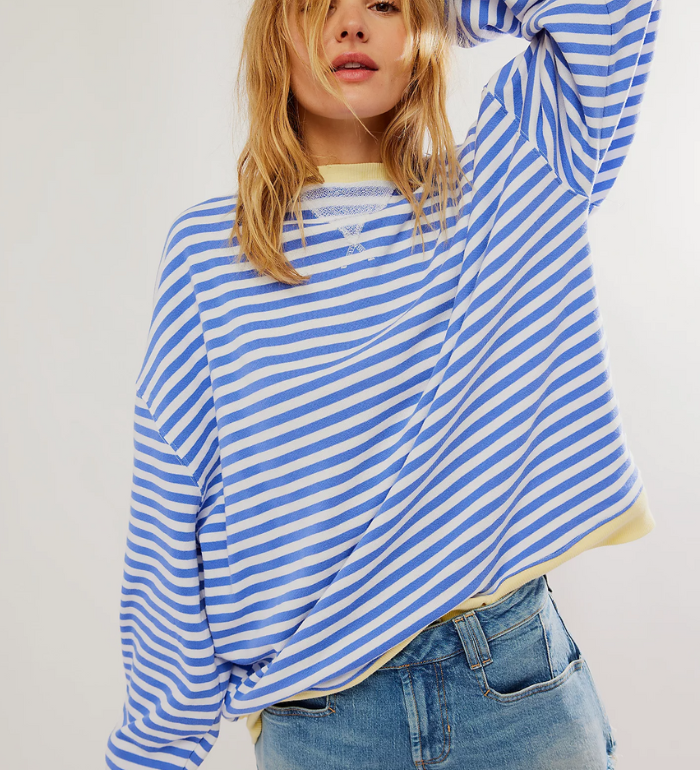 Dorothee | Pull Oversize Raye a Manches Chauve-Souris
