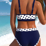 Yvette - Bikini pois patchwork taille haute