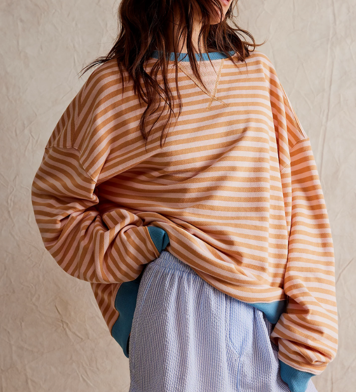 Dorothee | Pull Oversize Raye a Manches Chauve-Souris