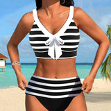 Odile - Bikini rayé taille haute