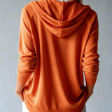 Cardigan Orange à Capuche et Boutons