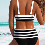 Odile - Bikini rayé taille haute