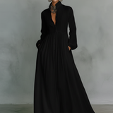 Élise – Robe Maxi en Lin Patchwork Col Montant