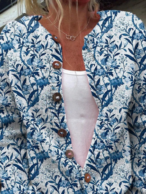 Tiverly | Cardigan Fleuri Vintage Boutonné