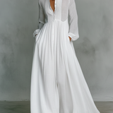 Élise – Robe Maxi en Lin Patchwork Col Montant
