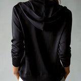 Cardigan Noir à Capuche et Boutons