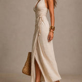 Margaux | Robe midi froncée