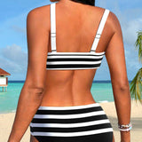 Odile - Bikini rayé taille haute