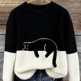 Fleur | Pull Motif Chat en Melange de Laine