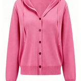 Cardigan Rose à Capuche et Boutons
