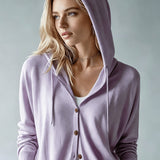 Cardigan Lilas à Capuche et Boutons