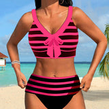 Odile - Bikini rayé taille haute