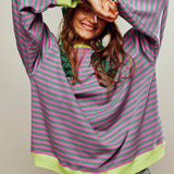 Dorothee | Pull Oversize Raye a Manches Chauve-Souris