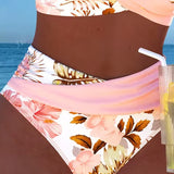 Clémence - Bikini floral contrasté avec fente