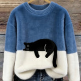 Fleur | Pull Motif Chat en Melange de Laine