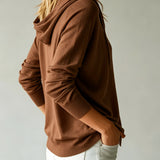 Cardigan Marron Café à Capuche et Boutons