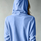 Cardigan Bleu à Capuche et Boutons