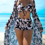 Joëlle - Ensemble bikini 3 pièces imprimé