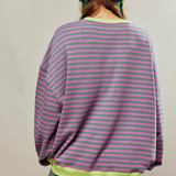 Dorothee | Pull Oversize Raye a Manches Chauve-Souris