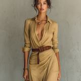 Juliette – Robe Maxi Col Revers Manches Longues
