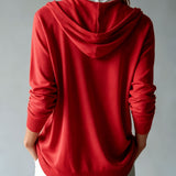 Cardigan Rouge à Capuche et Boutons