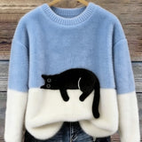 Fleur | Pull Motif Chat en Melange de Laine