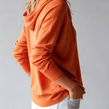 Cardigan Orange à Capuche et Boutons