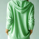 Cardigan Vert Menthe à Capuche et Boutons